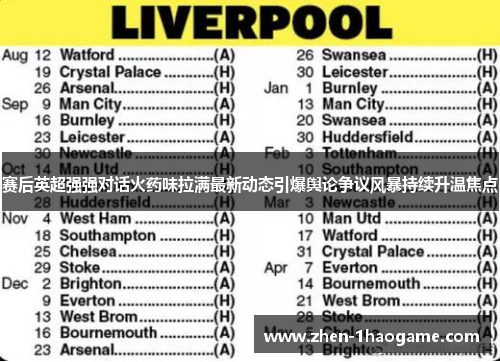 赛后英超强强对话火药味拉满最新动态引爆舆论争议风暴持续升温焦点