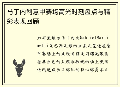 马丁内利意甲赛场高光时刻盘点与精彩表现回顾